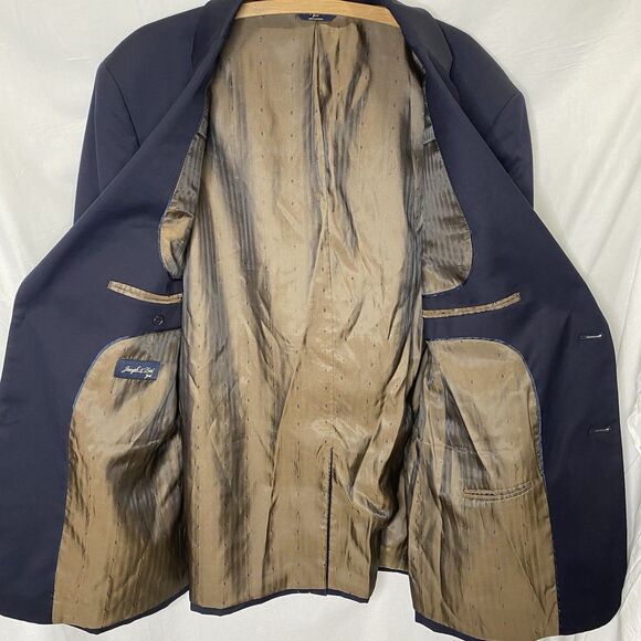 JOSEPH & FEISS Gold Blue 100% Wool Blazer Sport Coat Jacket Single Vent Mens 50R - Picture 3 of 12